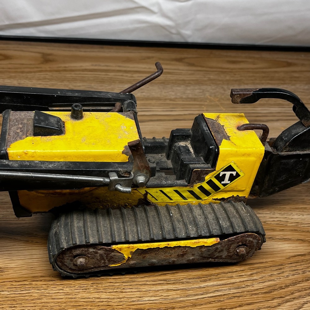 Tonka Vintage Backhoe Loader Pressed Steel Yellow Black Construction Toy Fair